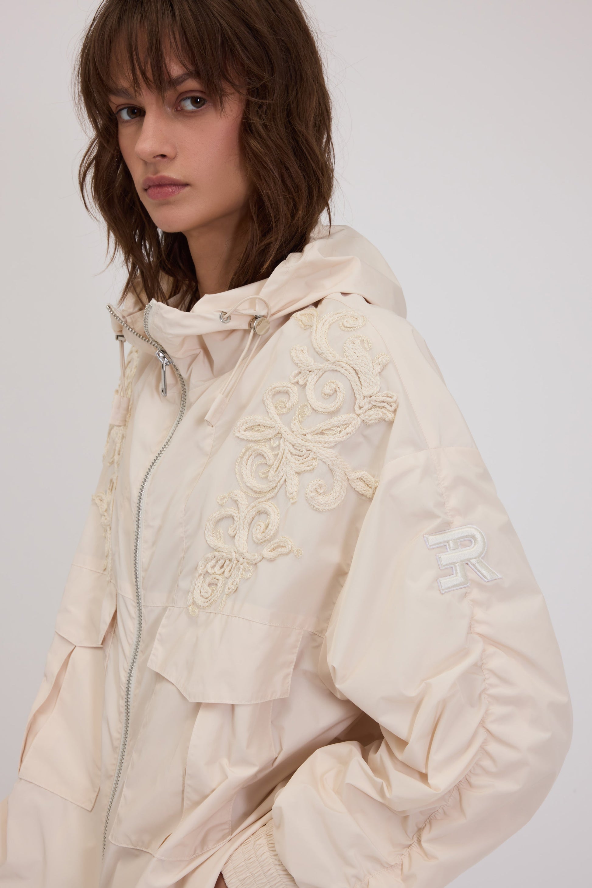 TAFFETA PARKA WITH HOOD AND CORNELY EMBROIDERY